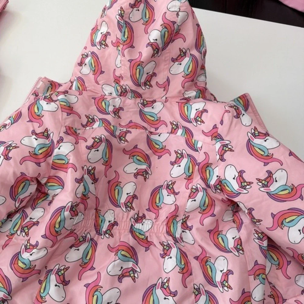 The Children's Place Girls Unicorn 3-Piece Snowsuit Set Jacket/Fleece/Bibs. 3898